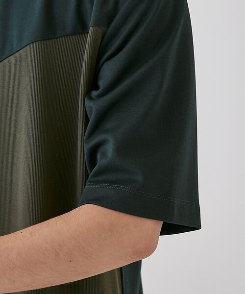 tk.TAKEO KIKUCHI（ティーケータケオキクチ）の「◆カーブスイッチ半袖カットソー（Tシャツ/カットソー・メンズ・ダークグリーン系4/ホワイト系5/ベージュ系4・01/02/03）」の9枚目の写真