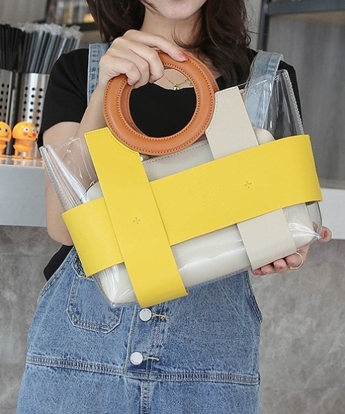 deux amour（ドゥーザムール）の「クリアーハンドバッグ（ハンドバッグ・レディース・イエロー/パープル/グリーン・0(FREE)）」の4枚目の写真