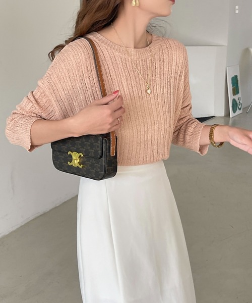 emi+(エミプラス)の「透かしニットプルオーバー(Tシャツ/カットソー・レディース・ホワイト/ブラウン/ベージュ/ピンクベージュ/ブラック・FREE)」の18枚目の写真