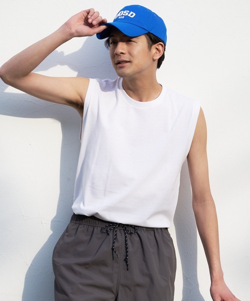 JEANS MATE(ジーンズメイト)の「汗染みの目立ちにくいTシャツ ZEROSTAIN ゼロステイン 撥水性 UVカット レイヤード ノースリーブ(タンクトップ・メンズ・ネイビー/ブラック/ホワイト・X-LARGE/MEDIUM/LARGE)」の2枚目の写真