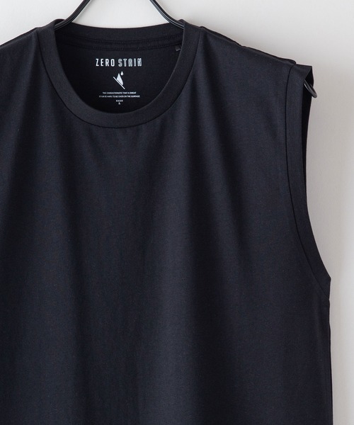 JEANS MATE(ジーンズメイト)の「汗染みの目立ちにくいTシャツ ZEROSTAIN ゼロステイン 撥水性 UVカット レイヤード ノースリーブ(タンクトップ・メンズ・ネイビー/ブラック/ホワイト・X-LARGE/MEDIUM/LARGE)」の3枚目の写真