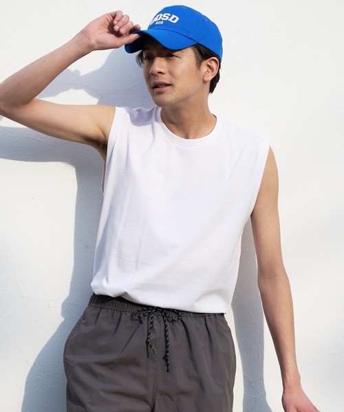 JEANS MATE(ジーンズメイト)の「汗染みの目立ちにくいTシャツ ZEROSTAIN ゼロステイン 撥水性 UVカット レイヤード ノースリーブ(タンクトップ・メンズ・ネイビー/ブラック/ホワイト・X-LARGE/MEDIUM/LARGE)」の7枚目の写真