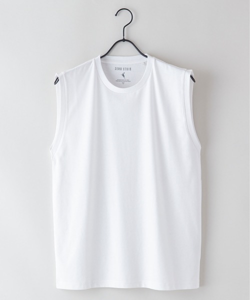 JEANS MATE(ジーンズメイト)の「汗染みの目立ちにくいTシャツ ZEROSTAIN ゼロステイン 撥水性 UVカット レイヤード ノースリーブ(タンクトップ・メンズ・ネイビー/ブラック/ホワイト・X-LARGE/MEDIUM/LARGE)」の17枚目の写真