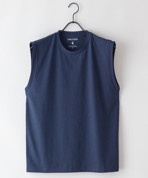 JEANS MATE(ジーンズメイト)の「汗染みの目立ちにくいTシャツ ZEROSTAIN ゼロステイン 撥水性 UVカット レイヤード ノースリーブ(タンクトップ・メンズ・ネイビー/ブラック/ホワイト・X-LARGE/MEDIUM/LARGE)」の20枚目の写真
