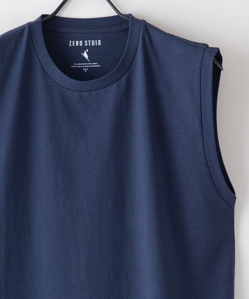 JEANS MATE(ジーンズメイト)の「汗染みの目立ちにくいTシャツ ZEROSTAIN ゼロステイン 撥水性 UVカット レイヤード ノースリーブ(タンクトップ・メンズ・ネイビー/ブラック/ホワイト・X-LARGE/MEDIUM/LARGE)」の21枚目の写真