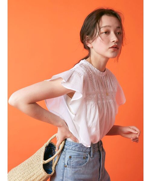 Ungrid（アングリッド）の「コットンノースリフリルブラウス（シャツ/ブラウス・レディース・オレンジ/ブラック/オフホワイト・FREE）」の10枚目の写真