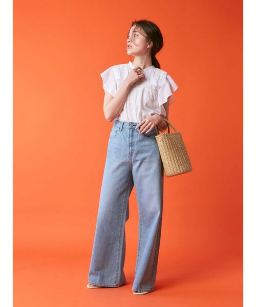 Ungrid（アングリッド）の「コットンノースリフリルブラウス（シャツ/ブラウス・レディース・オレンジ/ブラック/オフホワイト・FREE）」の12枚目の写真