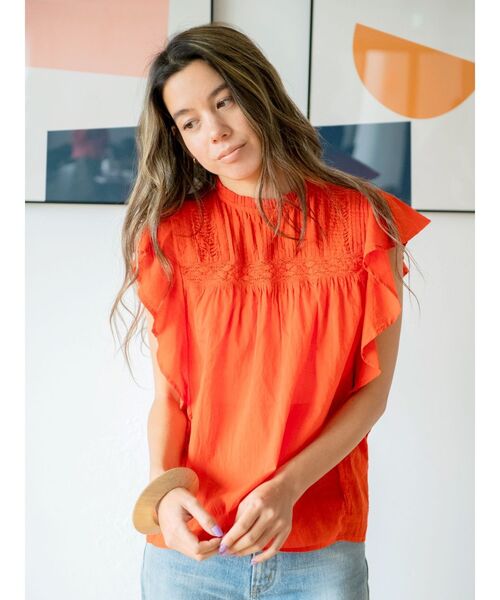 Ungrid（アングリッド）の「コットンノースリフリルブラウス（シャツ/ブラウス・レディース・オレンジ/ブラック/オフホワイト・FREE）」の22枚目の写真