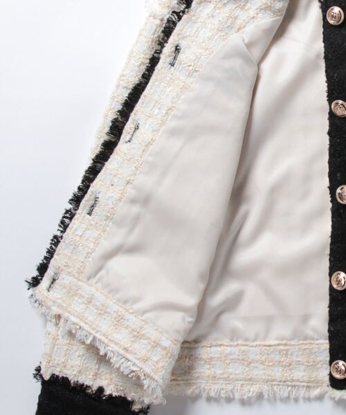 RANDEBOO（ランデブー）の「Contrast tweed jacket（ノーカラー 