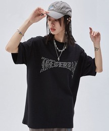 オーバーサイズ グラフィックロゴプリント クルーネック半袖Tシャツ