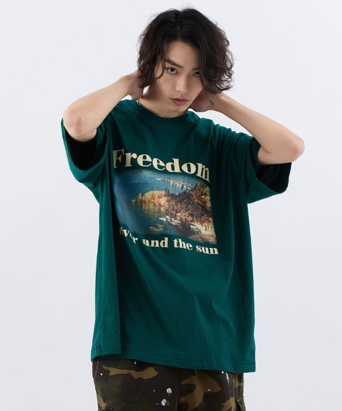 Ressaca（レサーカ）の「オーバーサイズ グラフィックロゴプリント クルーネック半袖Tシャツ（Tシャツ/カットソー・メンズ・ホワイト×ブラック/グリーン/ブラウン/ブラック/ホワイト/ブラック×ホワイト/ブラウン系その他・L/M/XL）」の7枚目の写真