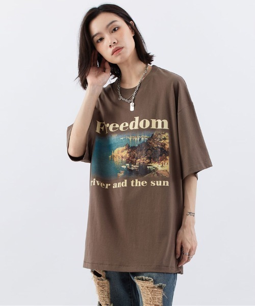 Ressaca（レサーカ）の「オーバーサイズ グラフィックロゴプリント クルーネック半袖Tシャツ（Tシャツ/カットソー・メンズ・ホワイト×ブラック/グリーン/ブラウン/ブラック/ホワイト/ブラック×ホワイト/ブラウン系その他・L/M/XL）」の20枚目の写真