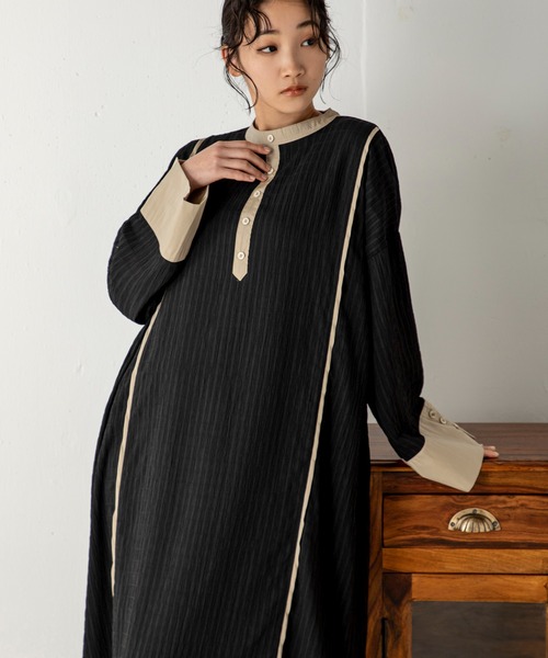 MILLION CARATS(ミリオンカラッツ)の「バックスタイルまで抜け目なく!ゆったりとしたフォルムでナチュラルな印象を与えるシアーカフタンワンピース(ワンピース・レディース・ブラック/マルチ/オフホワイト・FREE)」の2枚目の写真