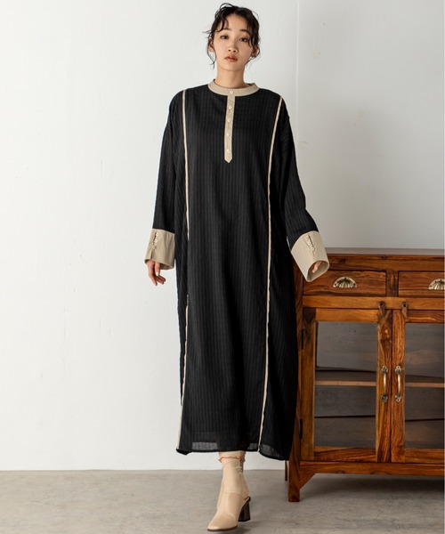 MILLION CARATS(ミリオンカラッツ)の「バックスタイルまで抜け目なく!ゆったりとしたフォルムでナチュラルな印象を与えるシアーカフタンワンピース(ワンピース・レディース・ブラック/マルチ/オフホワイト・FREE)」の20枚目の写真