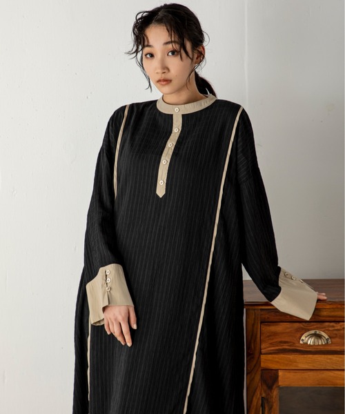 MILLION CARATS(ミリオンカラッツ)の「バックスタイルまで抜け目なく!ゆったりとしたフォルムでナチュラルな印象を与えるシアーカフタンワンピース(ワンピース・レディース・ブラック/マルチ/オフホワイト・FREE)」の9枚目の写真