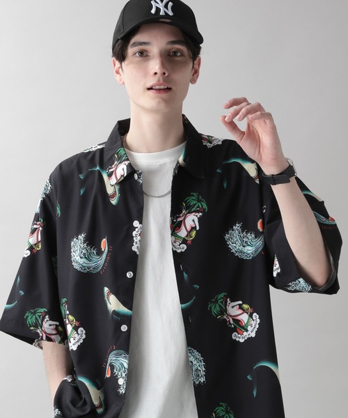 RAGEBLUE(レイジブルー)の「エドハーディコラボ総柄デザインシャツ(シャツ/ブラウス・メンズ・ブラック/ネイビー・MEDIUM/LARGE)」の12枚目の写真