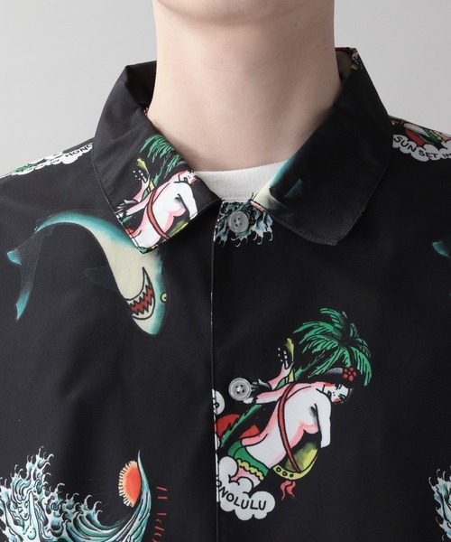 RAGEBLUE(レイジブルー)の「エドハーディコラボ総柄デザインシャツ(シャツ/ブラウス・メンズ・ブラック/ネイビー・MEDIUM/LARGE)」の13枚目の写真