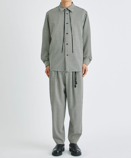 ETHOSENS(エトセンス)の「【ETHOSENS/エトセンス】Houndstooth shirt(シャツ/ブラウス・メンズ・キナリ/ネイビー・1/2)」の3枚目の写真