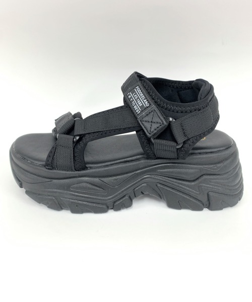 R&E(アールアンドイー)の「【R&E】ベルテッドロゴタグ厚底スポーツサンダル(サンダル・レディース・ブラック/アイボリー・S/M/L/LL)」の3枚目の写真