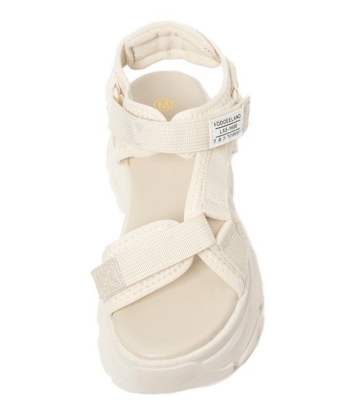 R&E(アールアンドイー)の「【R&E】ベルテッドロゴタグ厚底スポーツサンダル(サンダル・レディース・ブラック/アイボリー・S/M/L/LL)」の6枚目の写真