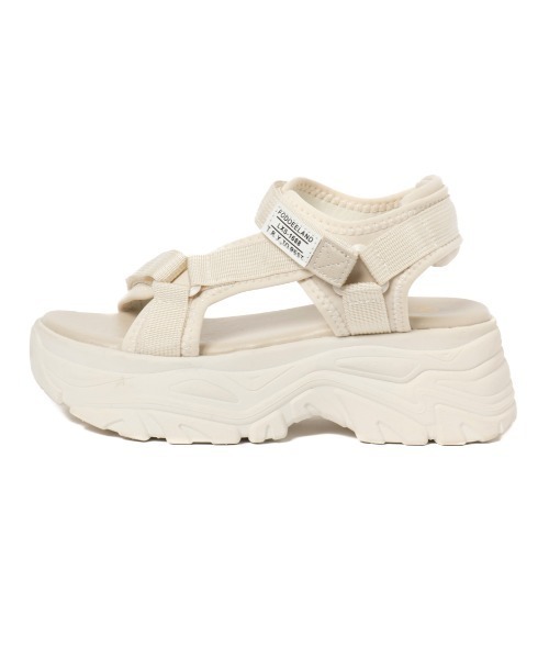 R&E(アールアンドイー)の「【R&E】ベルテッドロゴタグ厚底スポーツサンダル(サンダル・レディース・ブラック/アイボリー・S/M/L/LL)」の7枚目の写真