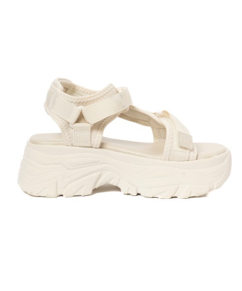 R&E(アールアンドイー)の「【R&E】ベルテッドロゴタグ厚底スポーツサンダル(サンダル・レディース・ブラック/アイボリー・S/M/L/LL)」の9枚目の写真