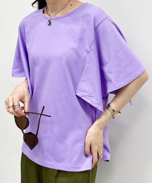 LEPSIM(レプシィム)の「マルチ機能ソデヘンカT 163541(Tシャツ/カットソー・レディース・ブラック/ブラック×ホワイト/オフホワイト/ライトグリーン/ライトパープル・FREE)」の2枚目の写真