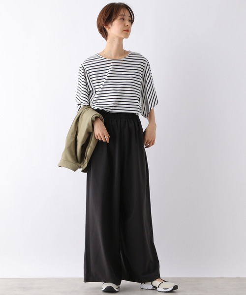 LEPSIM(レプシィム)の「マルチ機能ソデヘンカT 163541(Tシャツ/カットソー・レディース・ブラック/ブラック×ホワイト/オフホワイト/ライトグリーン/ライトパープル・FREE)」の21枚目の写真