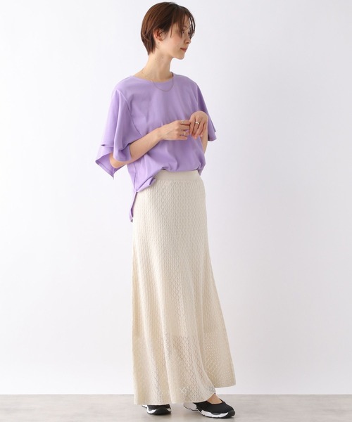 LEPSIM(レプシィム)の「マルチ機能ソデヘンカT 163541(Tシャツ/カットソー・レディース・ブラック/ブラック×ホワイト/オフホワイト/ライトグリーン/ライトパープル・FREE)」の16枚目の写真
