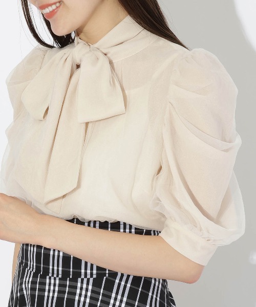 AND COUTURE(アンドクチュール)の「チュールレーヤードブラウス(シャツ/ブラウス・レディース・ピンク/オフホワイト/ライトグレー/ベージュ・MEDIUM)」の15枚目の写真