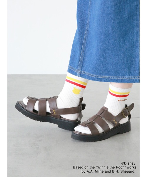 ehka sopo(エヘカソポ)の「【Disney】くまのプーさん/ラインソックス(ソックス/靴下・レディース・オフホワイト/マスタード・フリ-)」の6枚目の写真