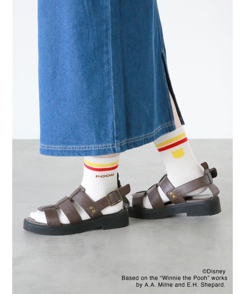 ehka sopo(エヘカソポ)の「【Disney】くまのプーさん/ラインソックス(ソックス/靴下・レディース・オフホワイト/マスタード・フリ-)」の13枚目の写真