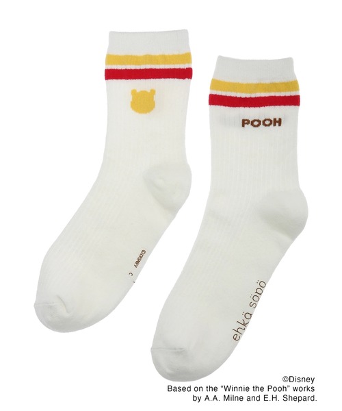 ehka sopo(エヘカソポ)の「【Disney】くまのプーさん/ラインソックス(ソックス/靴下・レディース・オフホワイト/マスタード・フリ-)」の9枚目の写真