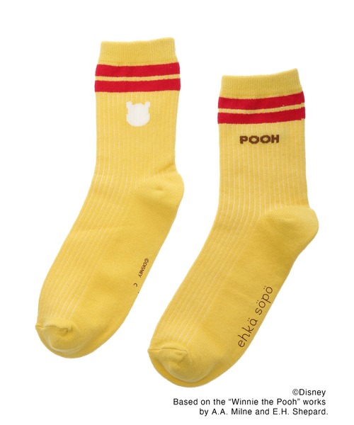 ehka sopo(エヘカソポ)の「【Disney】くまのプーさん/ラインソックス(ソックス/靴下・レディース・オフホワイト/マスタード・フリ-)」の20枚目の写真