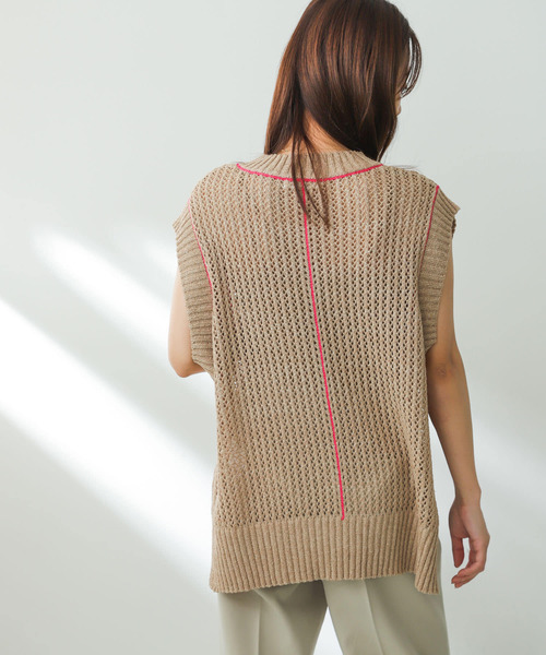 SENSE OF PLACE by URBAN RESEARCH（センスオブプレイスバイアーバンリサーチ）の「メッシュラインセーター（ニット/セーター・レディース・ブラック/ベージュ/アイボリー・ONE）」の18枚目の写真