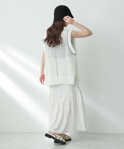 SENSE OF PLACE by URBAN RESEARCH（センスオブプレイスバイアーバンリサーチ）の「メッシュラインセーター（ニット/セーター・レディース・ブラック/ベージュ/アイボリー・ONE）」の20枚目の写真