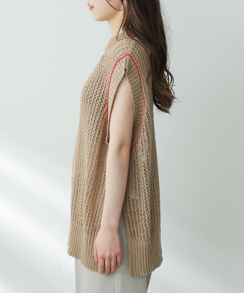 SENSE OF PLACE by URBAN RESEARCH（センスオブプレイスバイアーバンリサーチ）の「メッシュラインセーター（ニット/セーター・レディース・ブラック/ベージュ/アイボリー・ONE）」の14枚目の写真