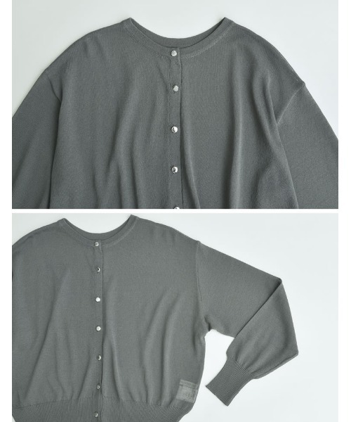 Re:EDIT（リエディ）の「[新色追加][サステナブル][接触冷感]前後2WAY無地orボーダーシアーニットカーディガン（カーディガン/ボレロ・レディース・ホワイト×ブラック/ブラック/ホワイト/ブラウン/レッド/ライム/ブルー/ベージュ/ベージュ×ブラック/チャコールグレー/ラベンダー・LARGE/MEDIUM）」の15枚目の写真