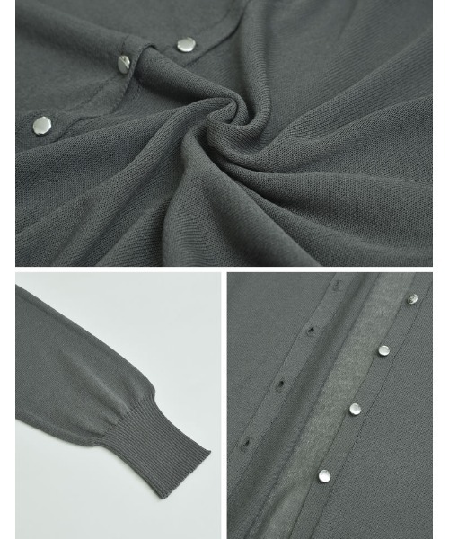 Re:EDIT（リエディ）の「[新色追加][サステナブル][接触冷感]前後2WAY無地orボーダーシアーニットカーディガン（カーディガン/ボレロ・レディース・ホワイト×ブラック/ブラック/ホワイト/ブラウン/レッド/ライム/ブルー/ベージュ/ベージュ×ブラック/チャコールグレー/ラベンダー・LARGE/MEDIUM）」の16枚目の写真