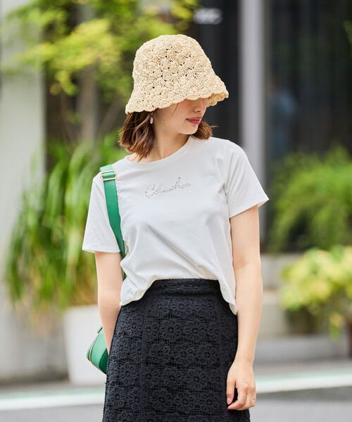 MAJESTIC LEGON（マジェスティックレゴン）の「パールロゴTee（Tシャツ/カットソー・レディース・オフホワイト/ブルー/ブラック/ライトグリーン・MEDIUM）」の2枚目の写真