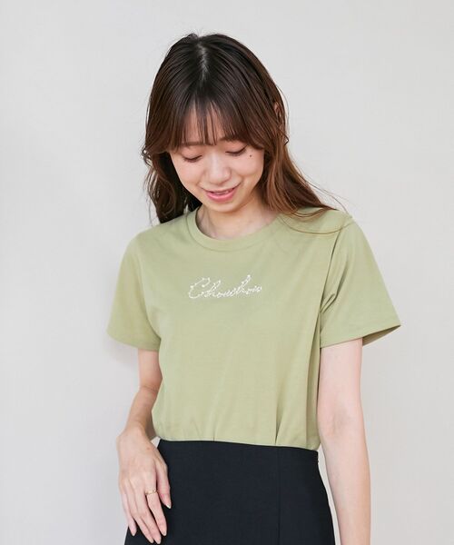 MAJESTIC LEGON（マジェスティックレゴン）の「パールロゴTee（Tシャツ/カットソー・レディース・オフホワイト/ブルー/ブラック/ライトグリーン・MEDIUM）」の19枚目の写真