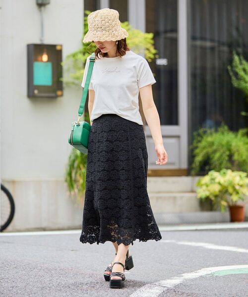 MAJESTIC LEGON（マジェスティックレゴン）の「パールロゴTee（Tシャツ/カットソー・レディース・オフホワイト/ブルー/ブラック/ライトグリーン・MEDIUM）」の6枚目の写真