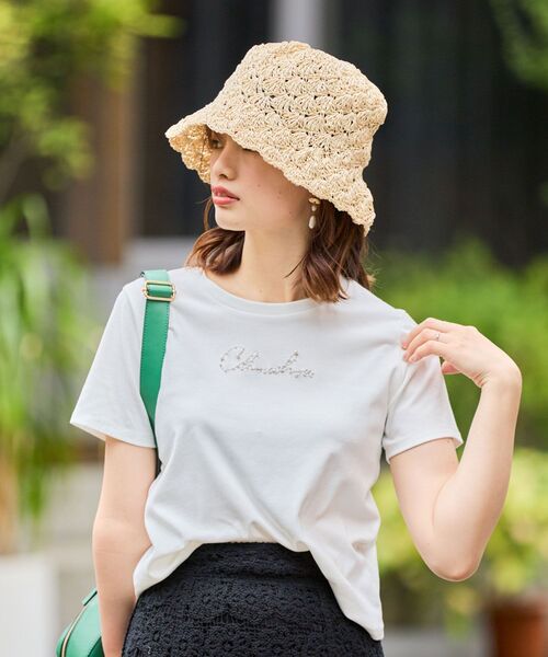 MAJESTIC LEGON（マジェスティックレゴン）の「パールロゴTee（Tシャツ/カットソー・レディース・オフホワイト/ブルー/ブラック/ライトグリーン・MEDIUM）」の14枚目の写真