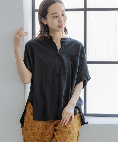 セール】リフレッシュリネンレーヨンスキッパー（シャツ/ブラウス