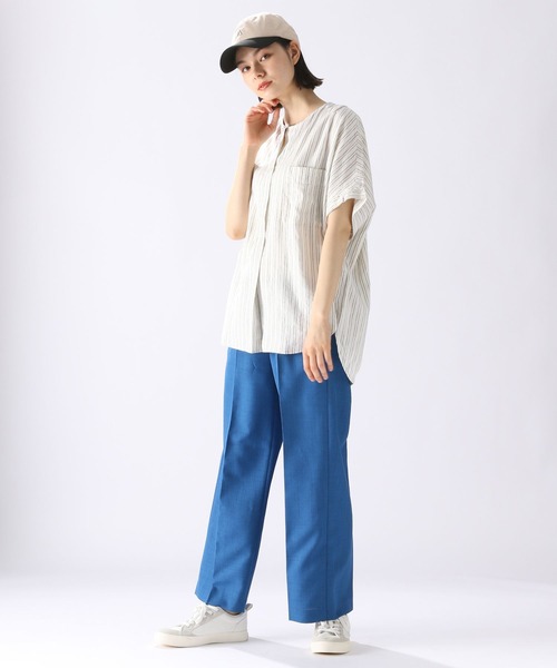 ARTS&SCIENCE バンドカラーリネンシャツ スキッパー 白 ゆったり