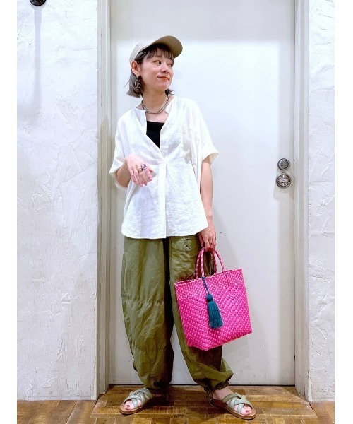 ARTS&SCIENCE バンドカラーリネンシャツ スキッパー 白 ゆったり リジェイ＆スプル Re-J&SUPURE 【やわさらリネン】スキッパー