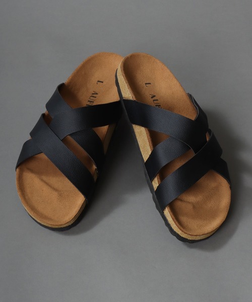 SITRY(シトリー)の「PU comfort design sandals/フェイクレザー コンフォート デザイン サンダル(サンダル・メンズ・ブラック/ブラウン・M/L)」の1枚目の写真