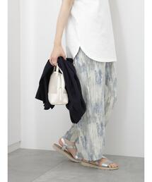 Samansa Mos2 blue | 水彩幾何学柄イージーパンツ(その他パンツ)