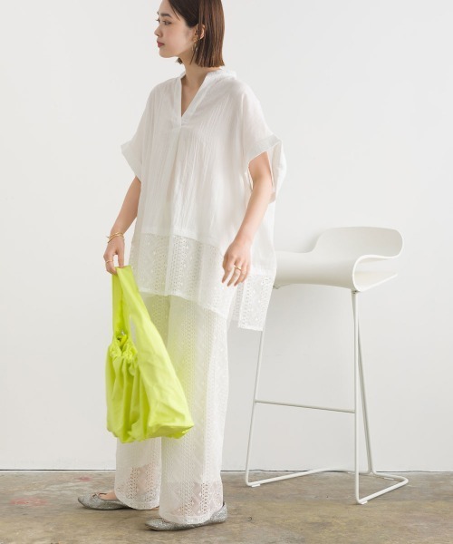 terrace(テラス)の「レースヘムスキッパーブラウス(シャツ/ブラウス・レディース・オフホワイト/ブラック・MEDIUM)」の15枚目の写真