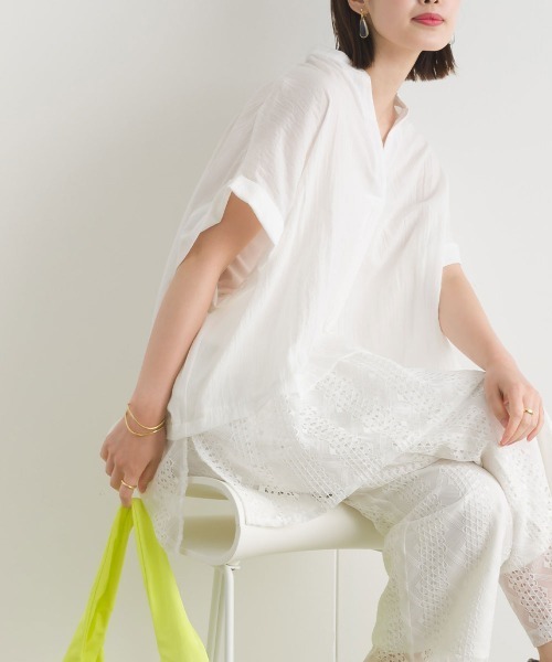 terrace(テラス)の「レースヘムスキッパーブラウス(シャツ/ブラウス・レディース・オフホワイト/ブラック・MEDIUM)」の3枚目の写真